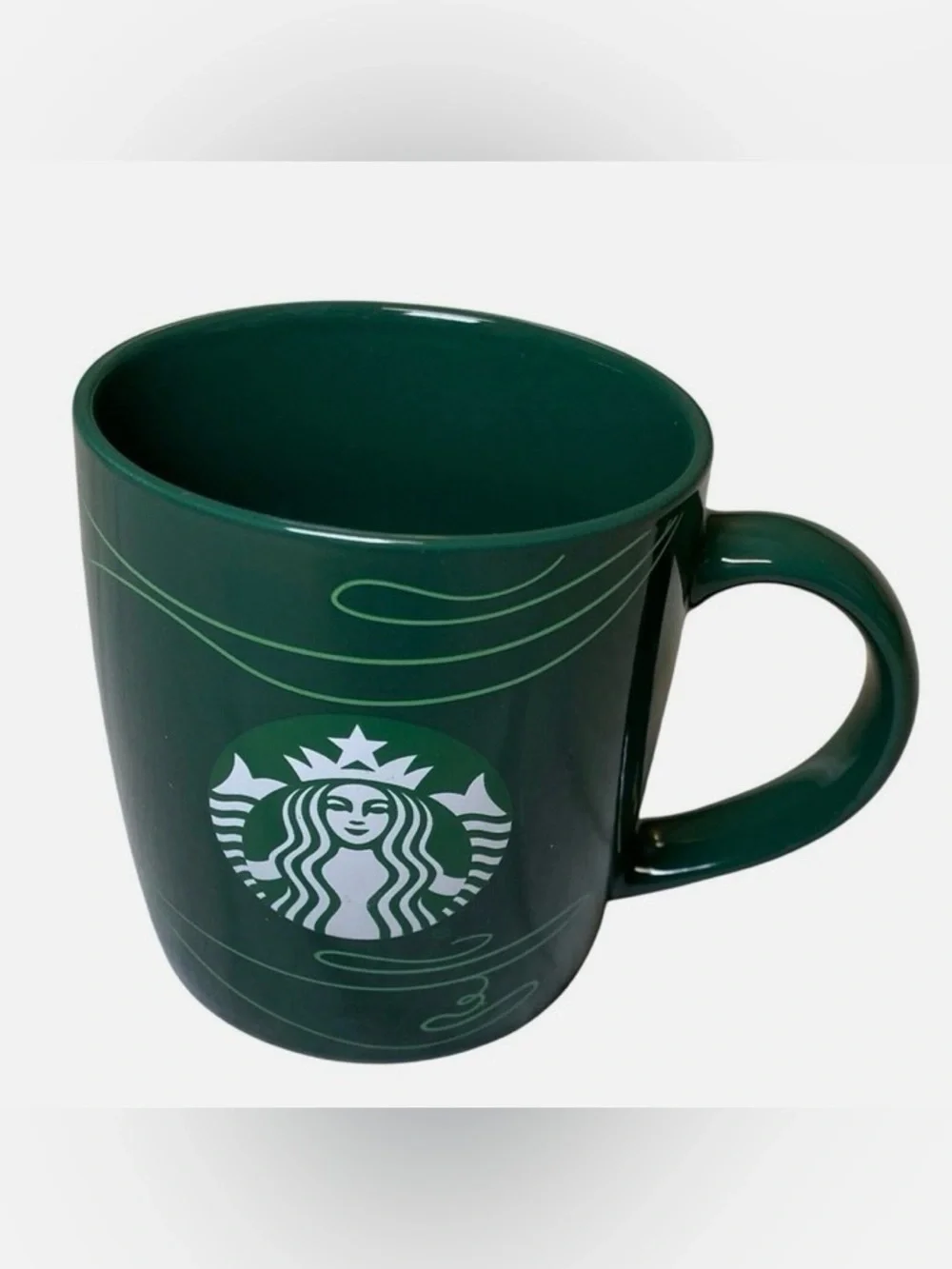 Starbucks 12 oz Green Swirl Ceramic Mug 2020 Siren Mermaid Logo Collector’s mug